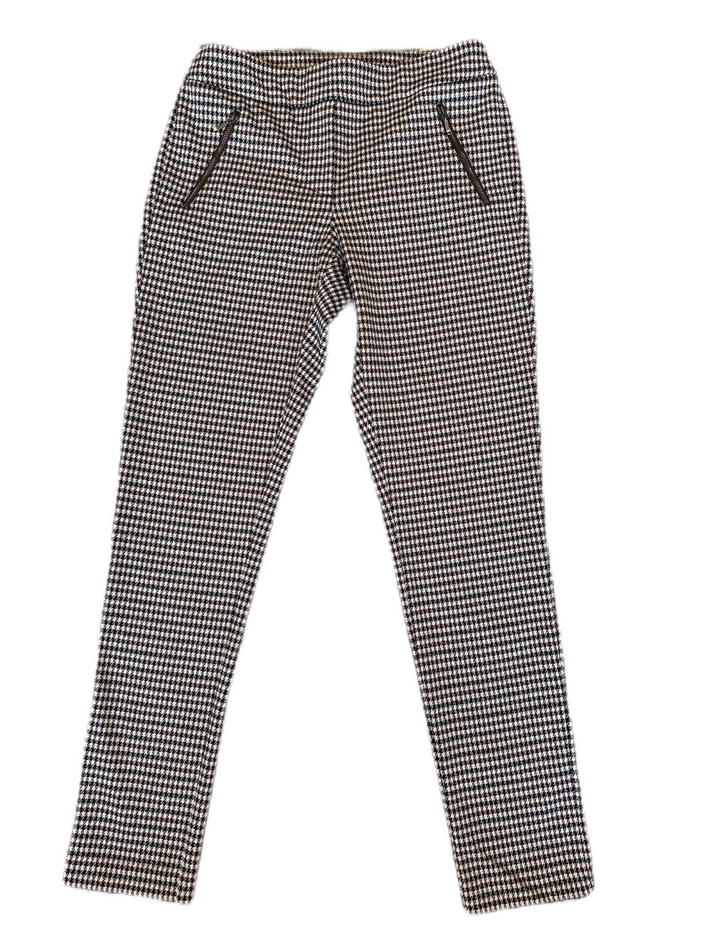 J.McLaughlin Ross Houndstooth Pull-On Ankle Pants Brown Cream Black Size 0